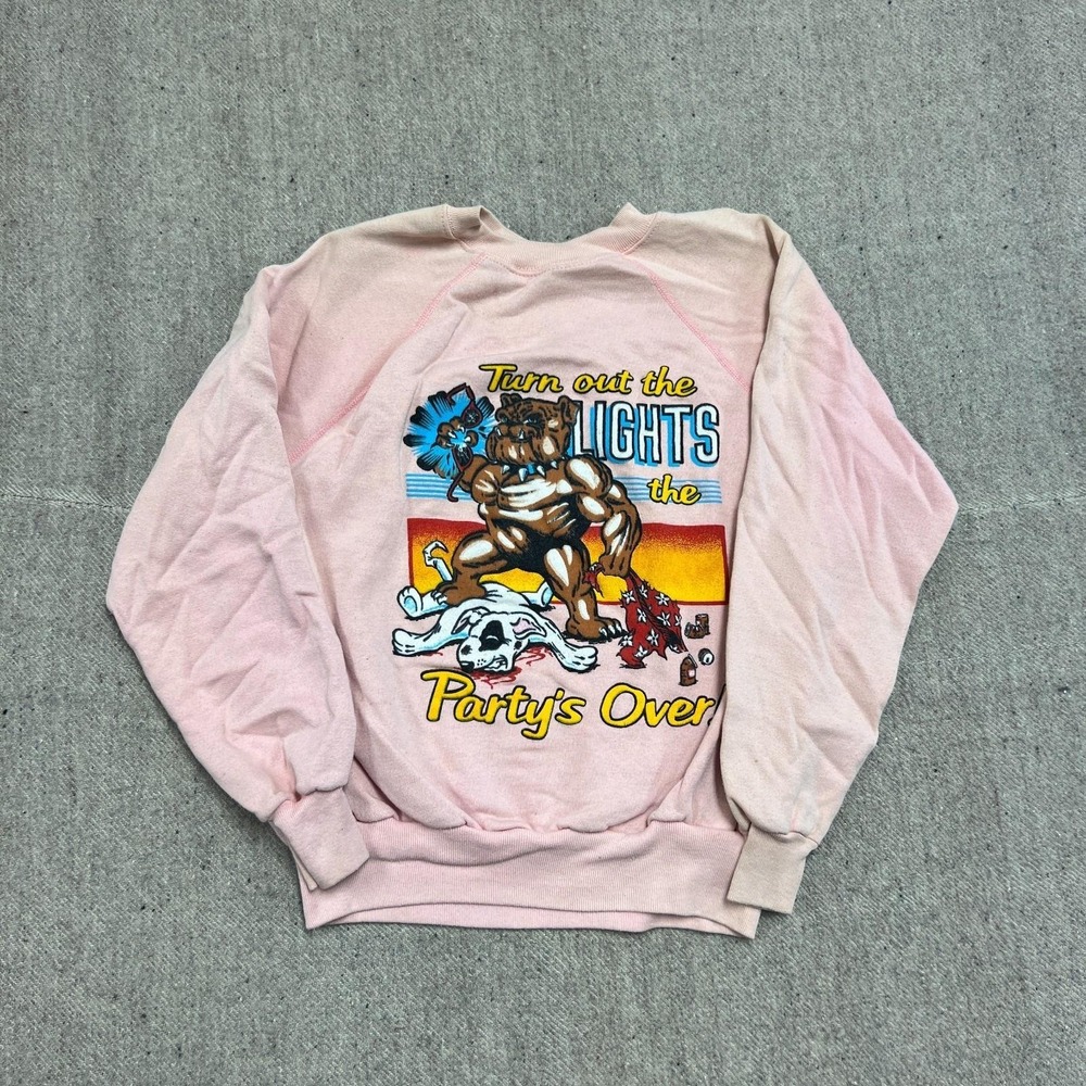 Vintage Spuds Mackenzie Sweatshirt Mens Small‎ Pink 1990s USA Party's Open